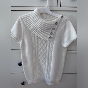 Chic White Knit Sweater with Button Detail